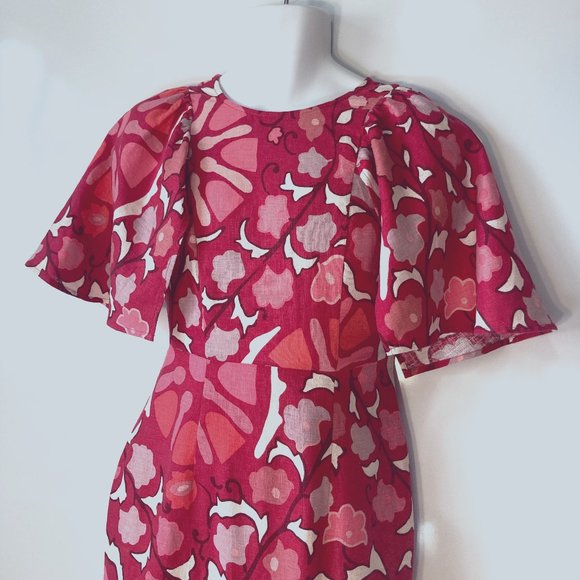 RHODE Red and White Floral Midi Dress - Picture 5 of 10